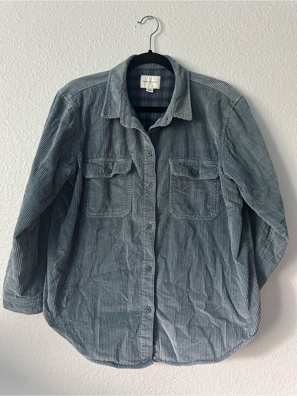 AE // Dusty Blue Women’s Fleece Lined Corduroy Shaket